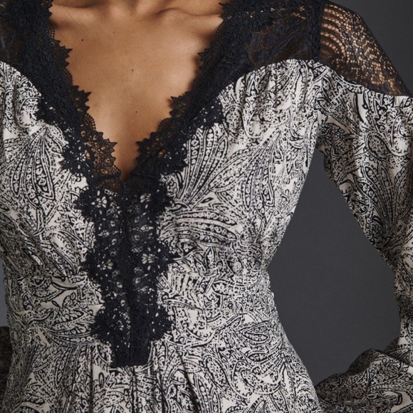 Anthropologie lace v-neck mini dress. - Picture 3 of 12